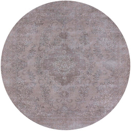 Round Machine Washable Industrial Modern Rose Dust Purple Rug, wshurb1911
