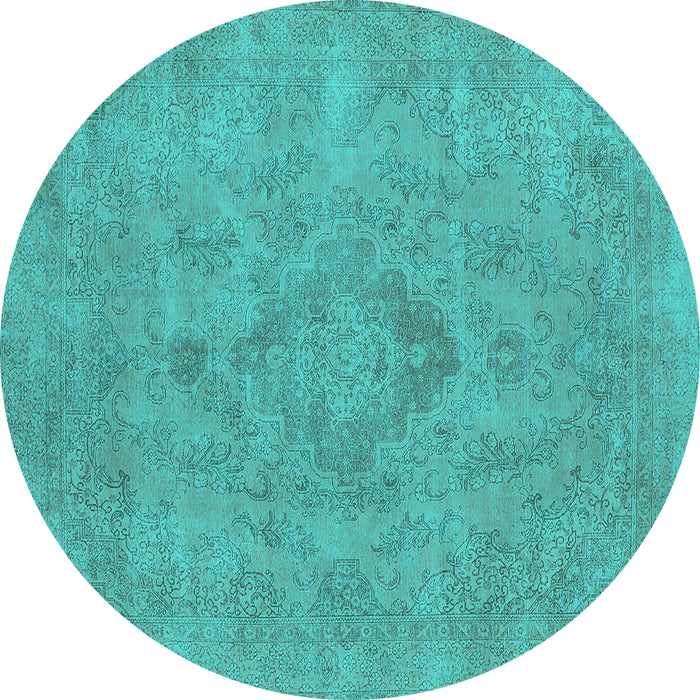 Round Oriental Turquoise Industrial Rug, urb1911turq