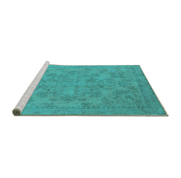 Sideview of Machine Washable Oriental Turquoise Industrial Area Rugs, wshurb1912turq
