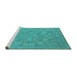 Sideview of Machine Washable Oriental Turquoise Industrial Area Rugs, wshurb1912turq