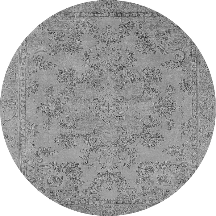 Round Oriental Gray Industrial Rug, urb1912gry