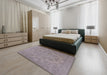 Mid-Century Modern Rose Purple Oriental Rug in a Bedroom, urb1912