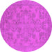 Round Machine Washable Oriental Pink Industrial Rug, wshurb1912pnk