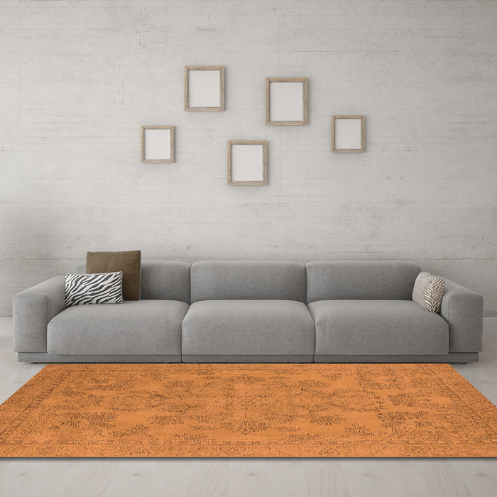 Machine Washable Oriental Orange Industrial Area Rugs in a Living Room, wshurb1912org