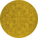 Round Oriental Yellow Industrial Rug, urb1912yw