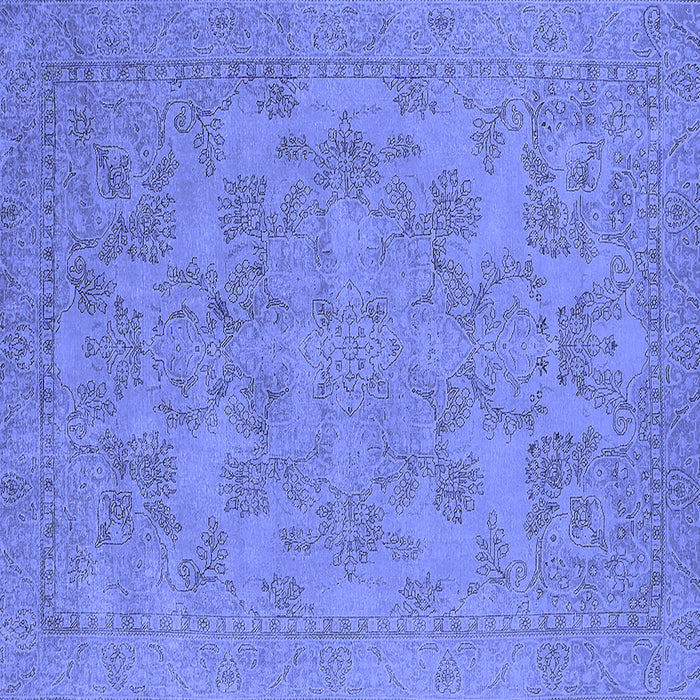 Square Machine Washable Oriental Blue Industrial Rug, wshurb1912blu