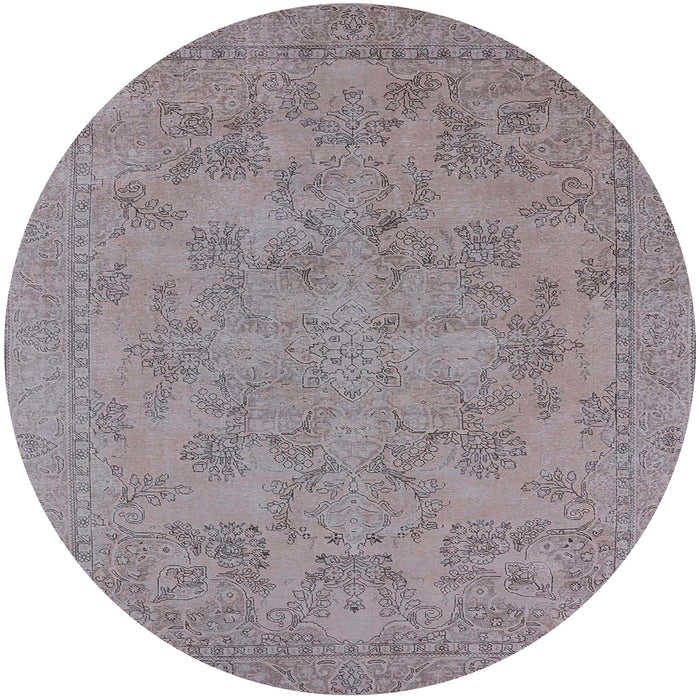 Round Mid-Century Modern Rose Purple Oriental Rug, urb1912