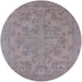 Round Mid-Century Modern Rose Purple Oriental Rug, urb1912