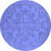 Round Oriental Blue Industrial Rug, urb1912blu