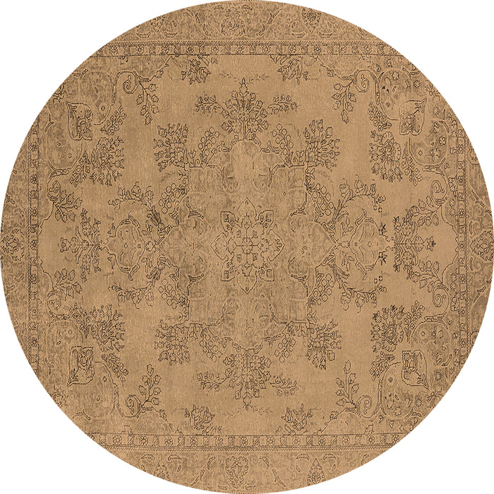 Round Machine Washable Oriental Brown Industrial Rug, wshurb1912brn