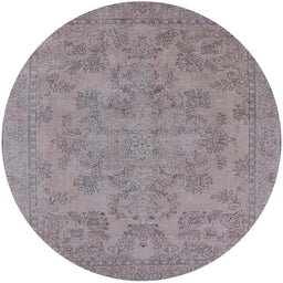 Round Machine Washable Industrial Modern Rose Dust Purple Rug, wshurb1912