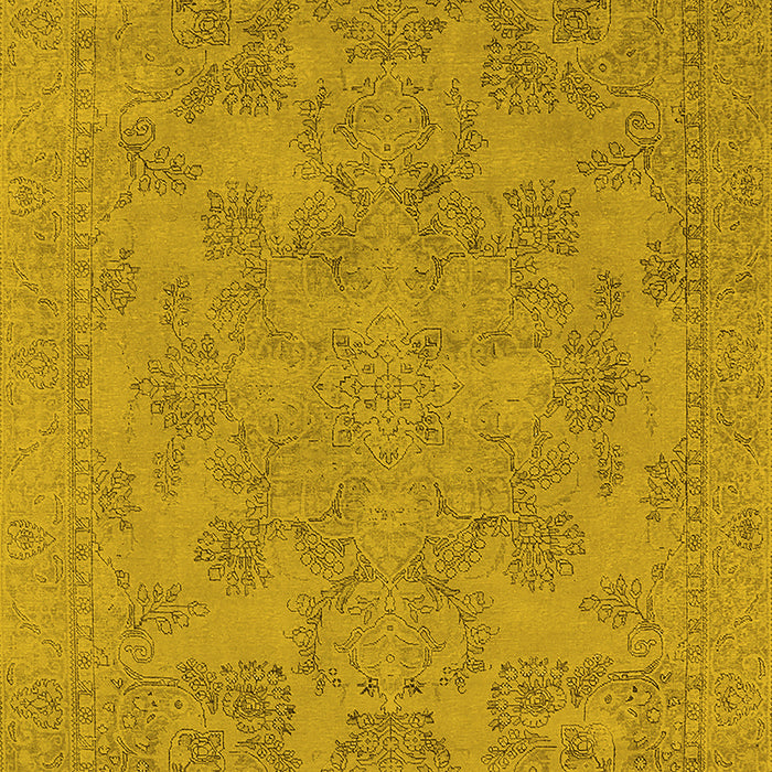 Machine Washable Oriental Yellow Industrial Rug, wshurb1912yw