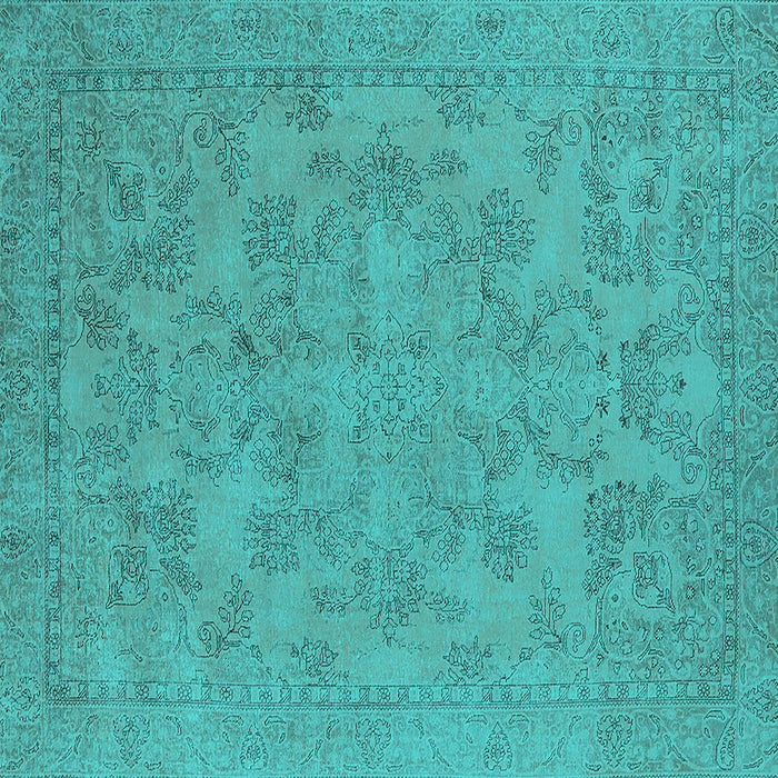 Square Oriental Turquoise Industrial Rug, urb1912turq