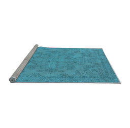 Sideview of Machine Washable Oriental Light Blue Industrial Rug, wshurb1912lblu