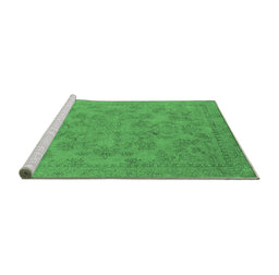 Sideview of Machine Washable Oriental Emerald Green Industrial Area Rugs, wshurb1912emgrn