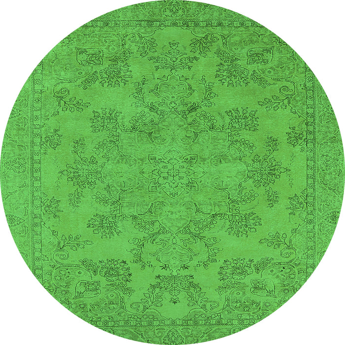 Round Oriental Green Industrial Rug, urb1912grn