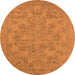 Round Oriental Orange Industrial Rug, urb1912org