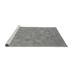 Sideview of Machine Washable Oriental Gray Industrial Rug, wshurb1912gry