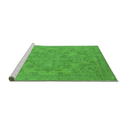Sideview of Machine Washable Oriental Green Industrial Area Rugs, wshurb1912grn