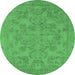 Round Oriental Emerald Green Industrial Rug, urb1912emgrn