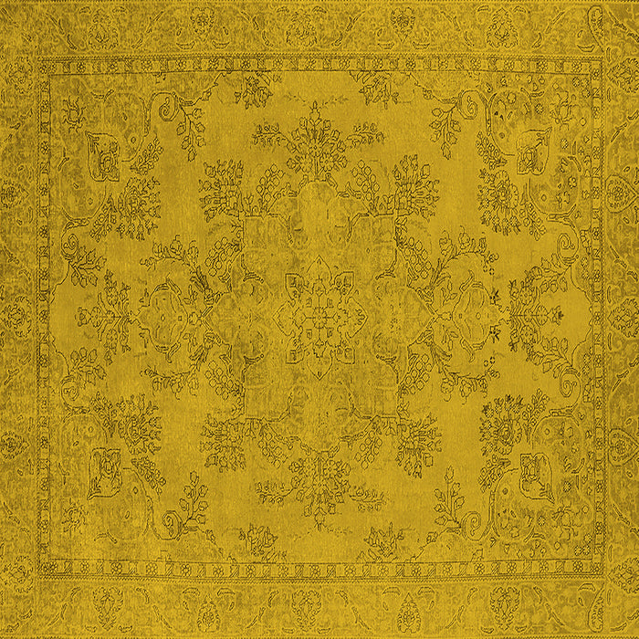 Square Machine Washable Oriental Yellow Industrial Rug, wshurb1912yw