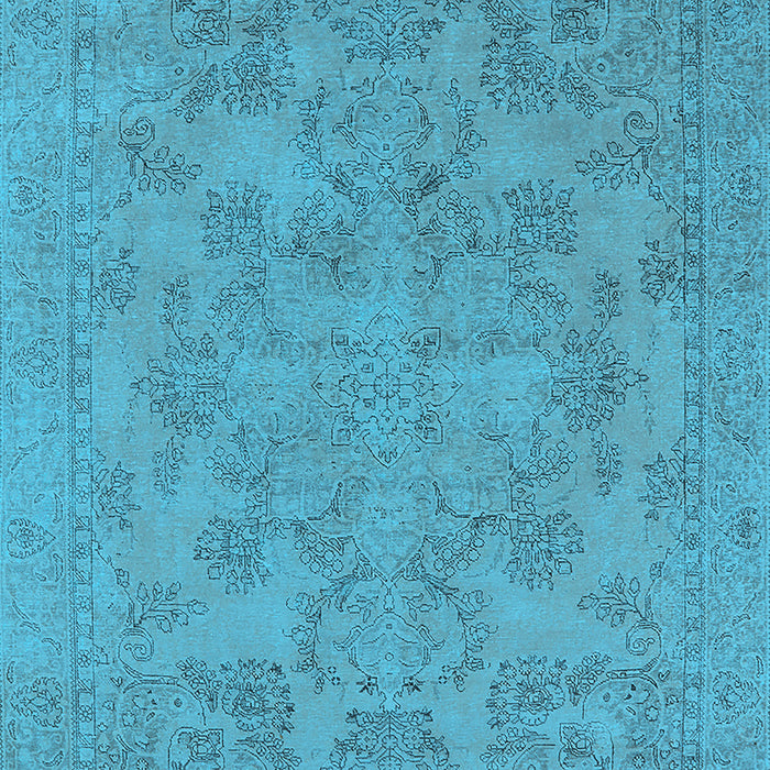 Machine Washable Oriental Light Blue Industrial Rug, wshurb1912lblu