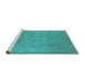 Sideview of Machine Washable Oriental Turquoise Industrial Area Rugs, wshurb1913turq