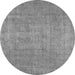 Round Oriental Gray Industrial Rug, urb1913gry