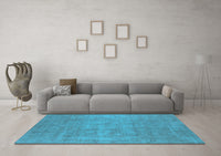 Machine Washable Oriental Light Blue Industrial Rug, wshurb1913lblu