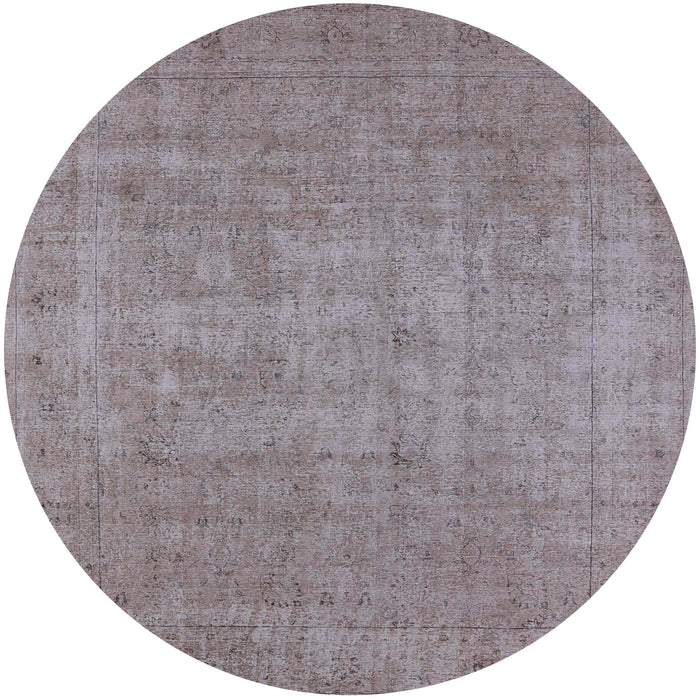 Round Mid-Century Modern Rose Purple Oriental Rug, urb1913