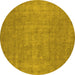 Round Oriental Yellow Industrial Rug, urb1913yw