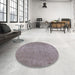 Round Machine Washable Industrial Modern Rose Dust Purple Rug in a Office, wshurb1913