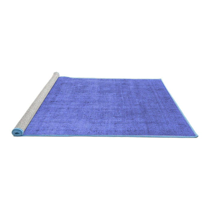 Sideview of Machine Washable Oriental Blue Industrial Rug, wshurb1913blu