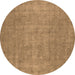 Round Oriental Brown Industrial Rug, urb1913brn