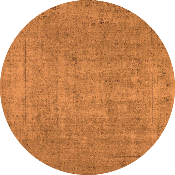 Round Machine Washable Oriental Orange Industrial Area Rugs, wshurb1913org
