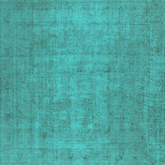 Square Oriental Turquoise Industrial Rug, urb1913turq