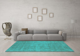 Machine Washable Oriental Turquoise Industrial Area Rugs in a Living Room,, wshurb1913turq
