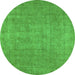 Round Oriental Green Industrial Rug, urb1913grn