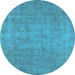 Round Oriental Light Blue Industrial Rug, urb1913lblu