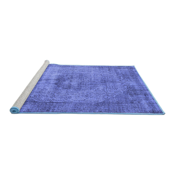 Sideview of Machine Washable Oriental Blue Industrial Rug, wshurb1914blu