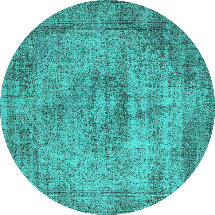 Round Oriental Turquoise Industrial Rug, urb1914turq