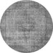 Round Oriental Gray Industrial Rug, urb1914gry