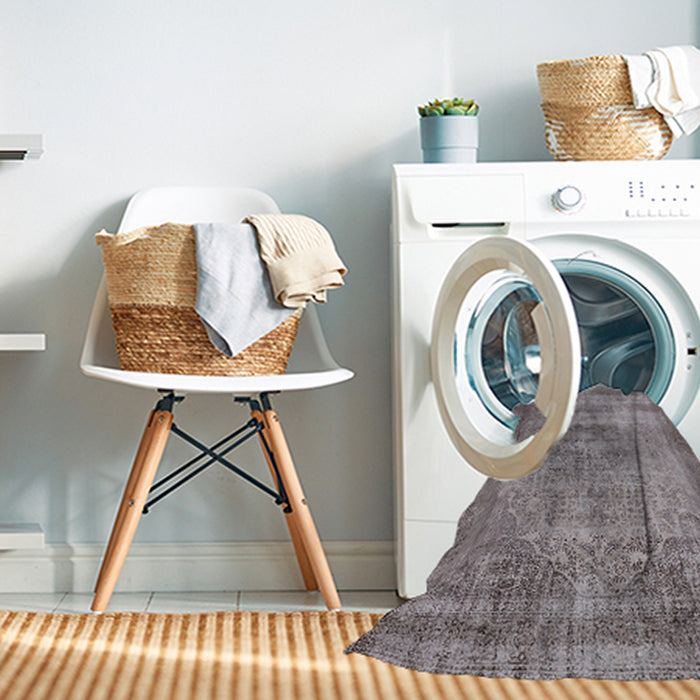 Machine Washable Industrial Modern Sandstone Brown Rug in a Washing Machine, wshurb1914