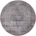 Round Mid-Century Modern Sandstone Brown Oriental Rug, urb1914