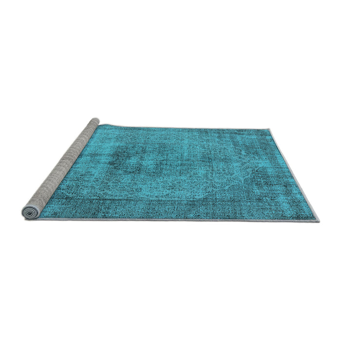 Sideview of Machine Washable Oriental Light Blue Industrial Rug, wshurb1914lblu