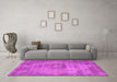 Machine Washable Oriental Pink Industrial Rug in a Living Room, wshurb1914pnk