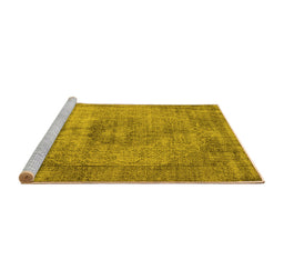 Sideview of Machine Washable Oriental Yellow Industrial Rug, wshurb1914yw