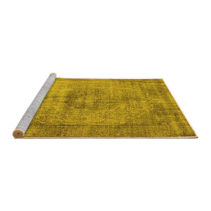 Sideview of Machine Washable Oriental Yellow Industrial Rug, wshurb1914yw