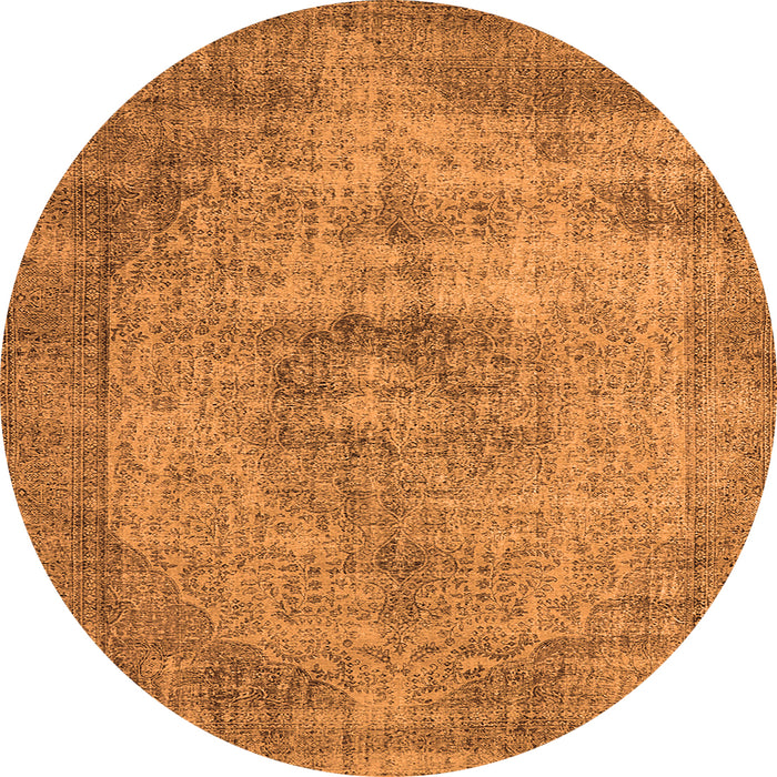 Round Machine Washable Oriental Orange Industrial Area Rugs, wshurb1914org