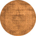 Round Machine Washable Oriental Orange Industrial Area Rugs, wshurb1914org